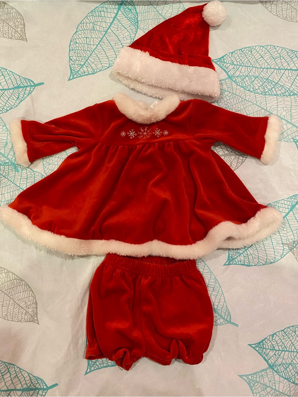Baby Girls Red Velvet Santa Dress Set